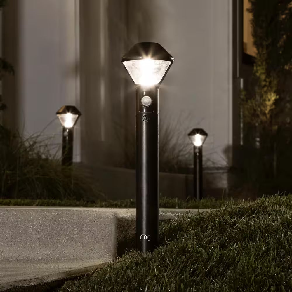 Smart Lighting Battery Black Motion Activated Outdoor Integrated LED Path Light