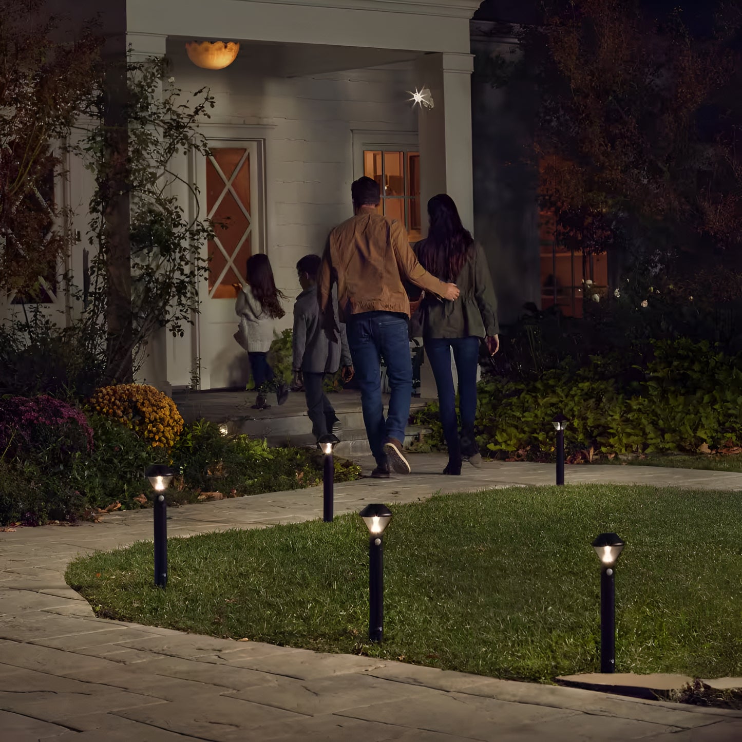 Smart Lighting Black Motion Activated Outdoor Integrated LED Spotlight Battery