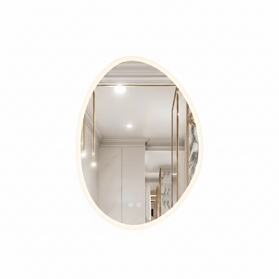 Irregular LED Bathroom Mirror, Frameless Backlit Wall Mirrors,24"X32" | Asymmetrica Lighted Mirror for Bedroom Living Room, Modern Smart-Mirror with 3 Color Lighting, Anti-Fog, Memory Function