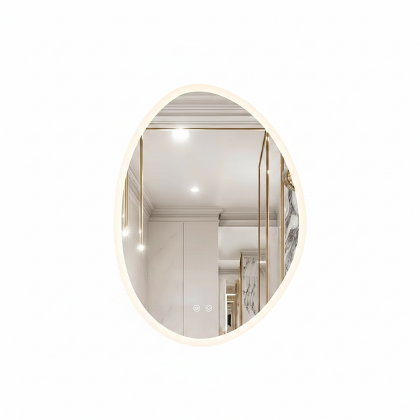Irregular LED Bathroom Mirror, Frameless Backlit Wall Mirrors,24"X32" | Asymmetrica Lighted Mirror for Bedroom Living Room, Modern Smart-Mirror with 3 Color Lighting, Anti-Fog, Memory Function