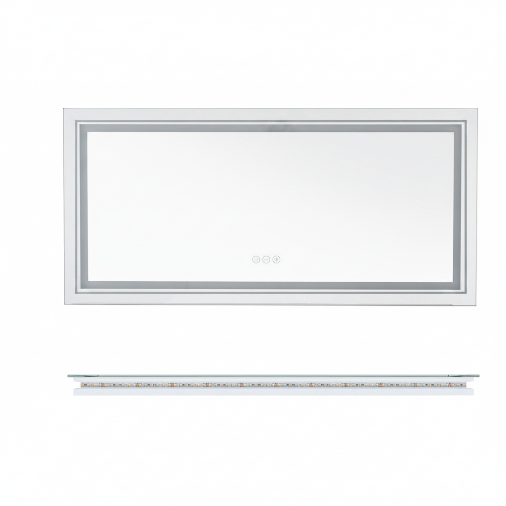 Large Dimmable Double LED Wall Bathroom Mirror Smart Touch Antifog Vanity Mirror
