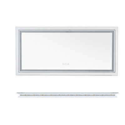 Large Dimmable Double LED Wall Bathroom Mirror Smart Touch Antifog Vanity Mirror