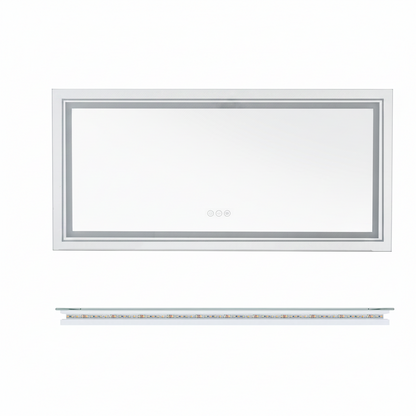 Large Dimmable Double LED Wall Bathroom Mirror Smart Touch Antifog Vanity Mirror