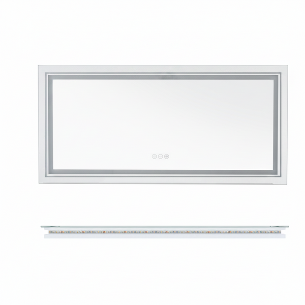 Large Dimmable Double LED Wall Bathroom Mirror Smart Touch Antifog Vanity Mirror