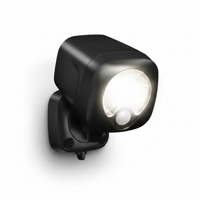 Smart Lighting Black Motion Activated Outdoor Integrated LED Spotlight Battery
