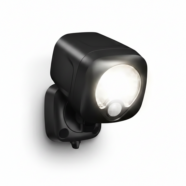 Smart Lighting Black Motion Activated Outdoor Integrated LED Spotlight Battery